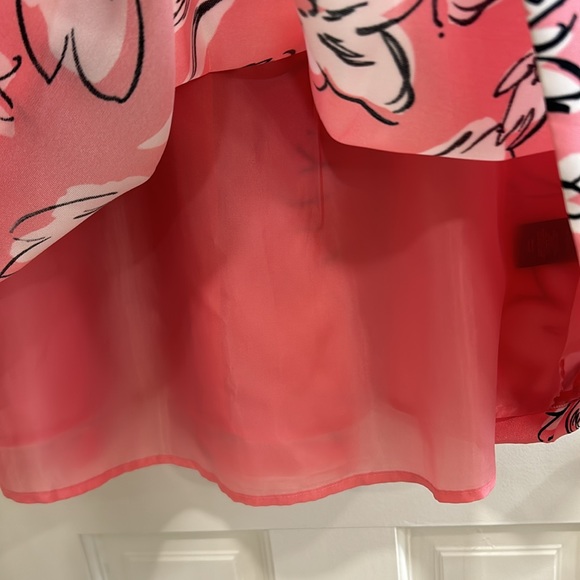 Jessica Howard Peach Abstract Floral Pleated Office All Occasion Dress sz. 6 - Picture 3 of 14